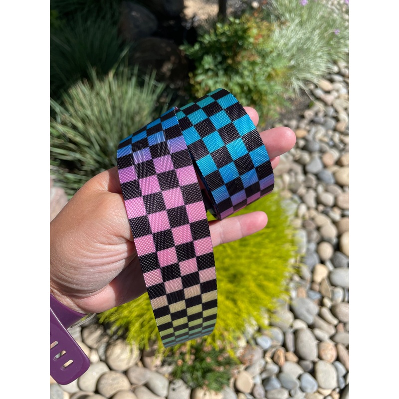 Bright Rainbow Ombr Check 1.5 Seatbelt Webbing