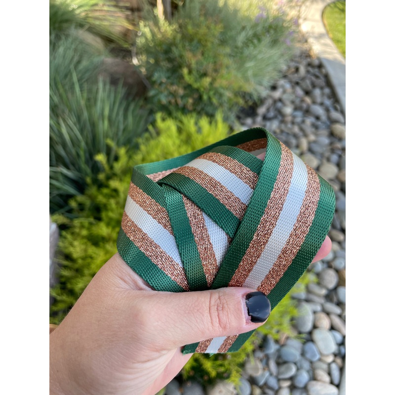 Evergreen /Gold / White 1.5 Seatbelt Webbing