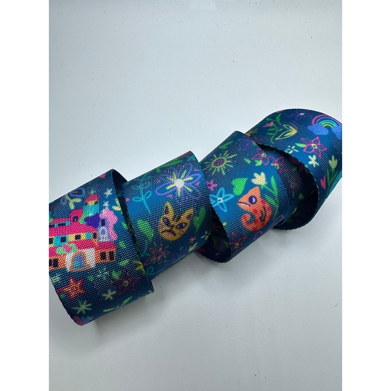 Teal Familia Doodles 1.5 Seatbelt Webbing