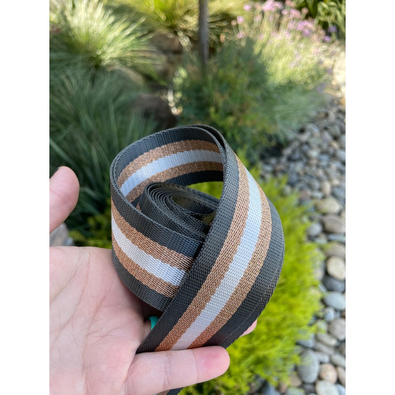 Charcoal /Gold / White 1.5 Seatbelt Webbing