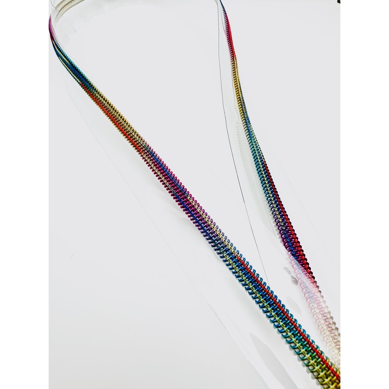 Clear vinyl zipper tape with rainbow Tie-dye teeth