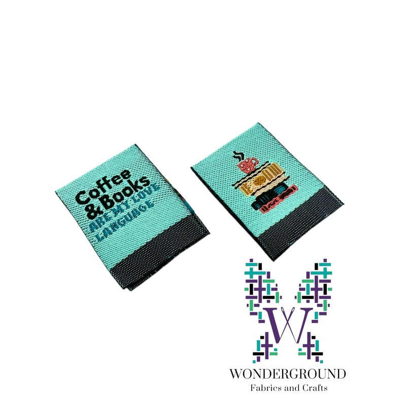 Coffee & Books Premium Woven Tags / Labels