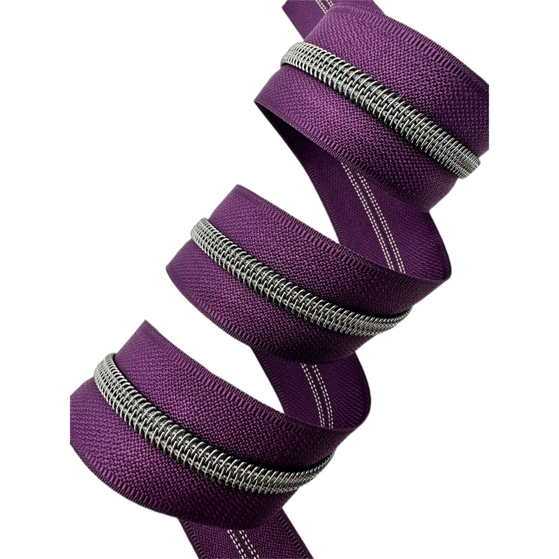 Deep Purple Tape with Gun Metal Teeth Zipper Tape