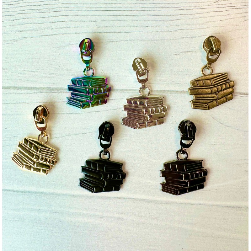 Book Stack  zipper pulls