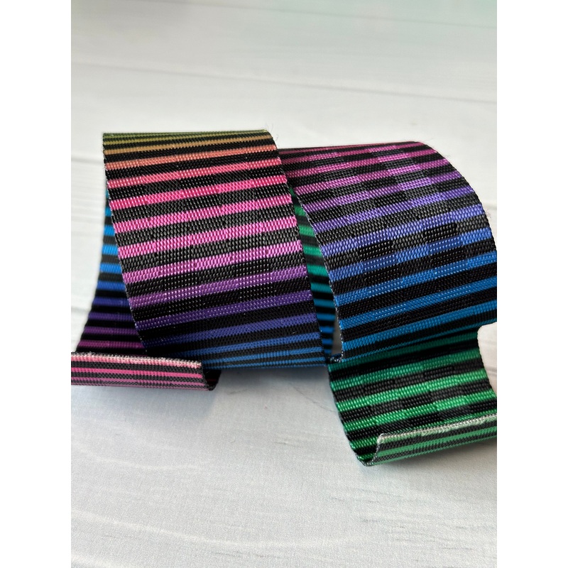 Bright Horizontal Rainbow Stripe 1.5 Seatbelt Webbing