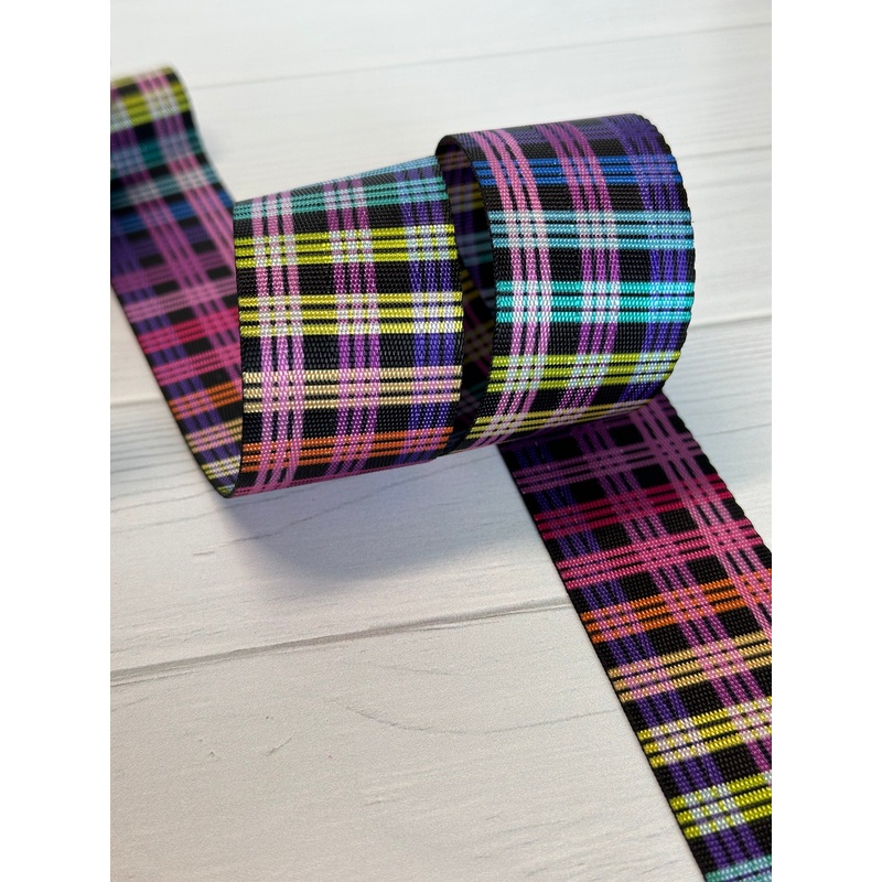 Bright Rainbow Plaid 1.5 Seatbelt Webbing