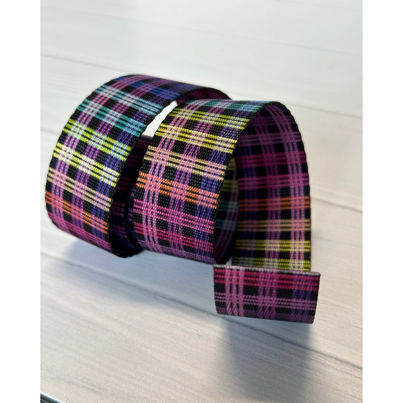 Bright Rainbow Plaid 1 Seatbelt Webbing