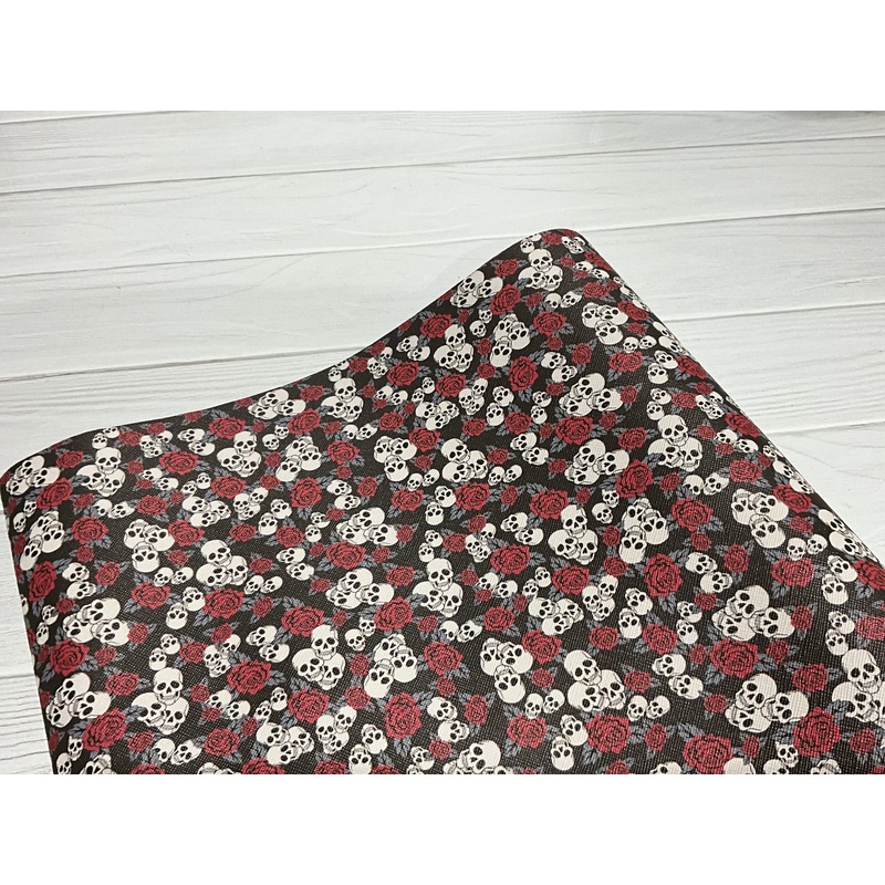 Classic Skulls and Roses Textured Printed Vinyl