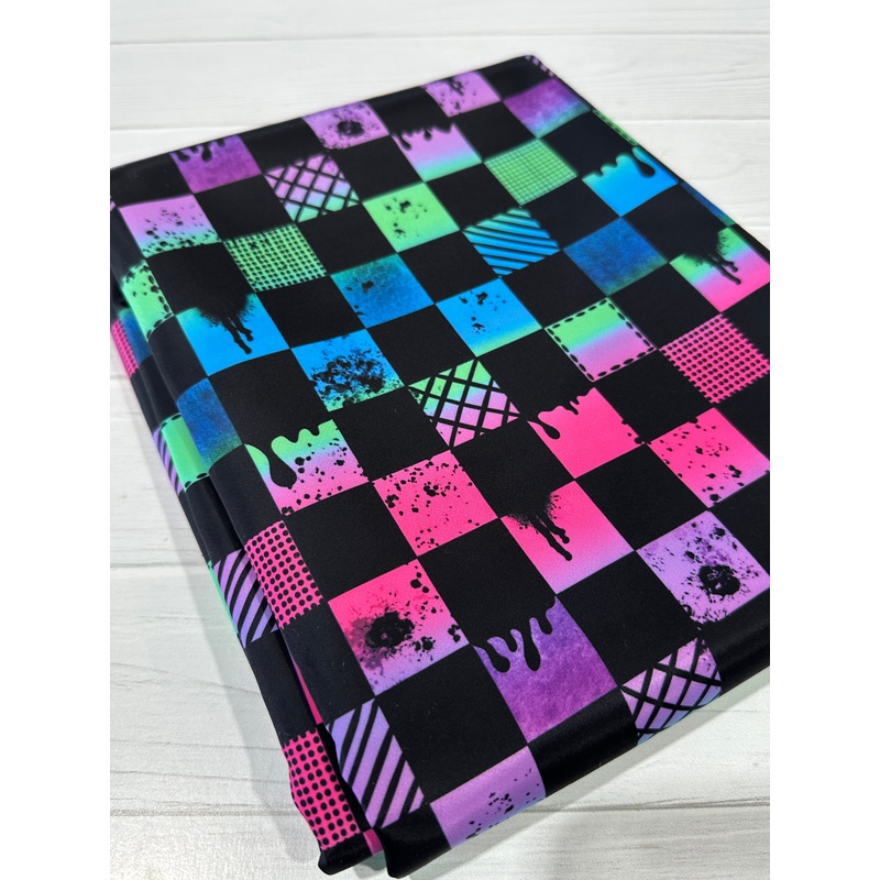 Bright Ombre Grunge Check Lux Bonded Poly/Nylon
