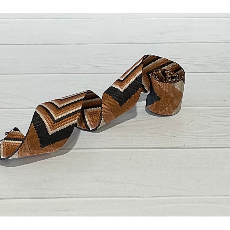 Copper/Tan/Black Woven Chevron 1.5  Webbing