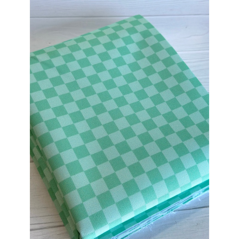 Sea Green Tonal Check Waterproof Canvas