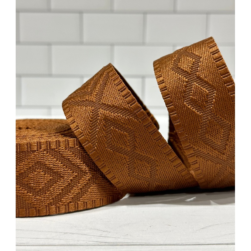 Copper Diamond Debossed Polyester Webbing