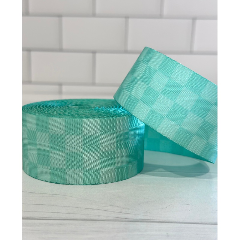 Sea Green Tonal Check 1.5 Seatbelt Webbing