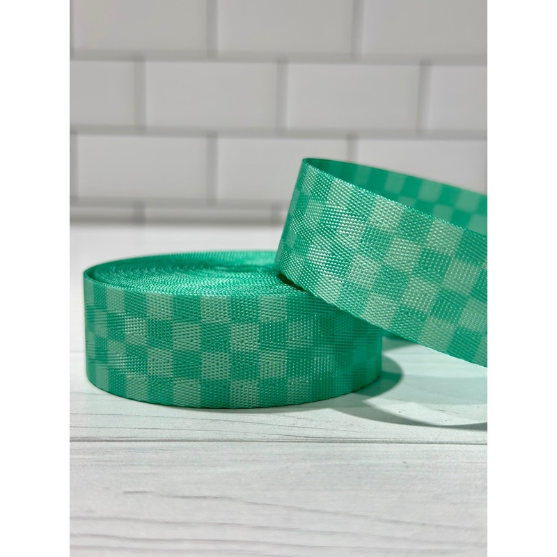 Sea Green Tonal Check 1 Seatbelt Webbing