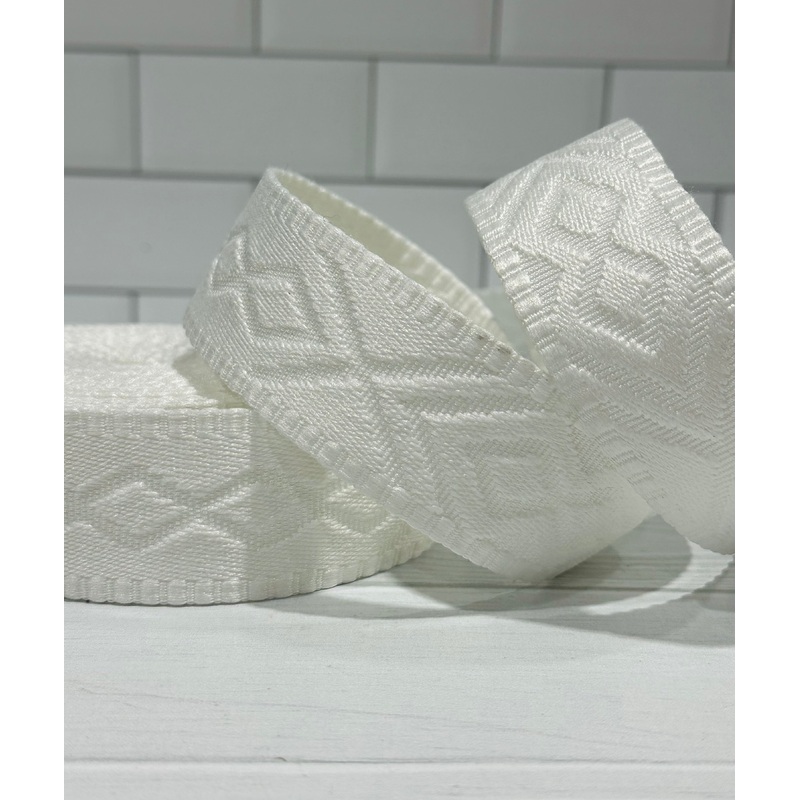 White Diamond Debossed Polyester Webbing