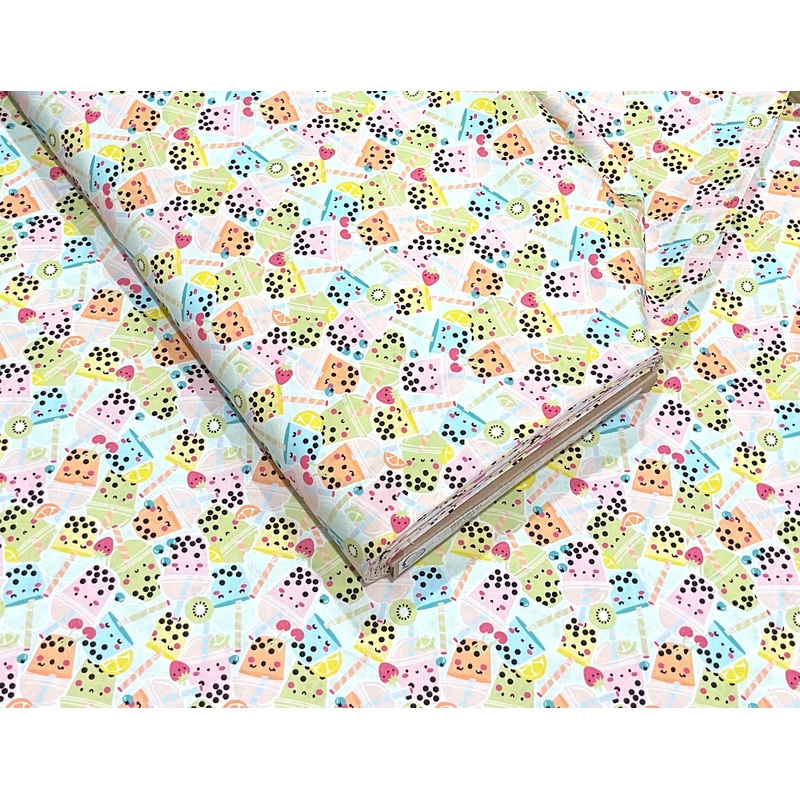 Boba Tea Party Cotton Woven