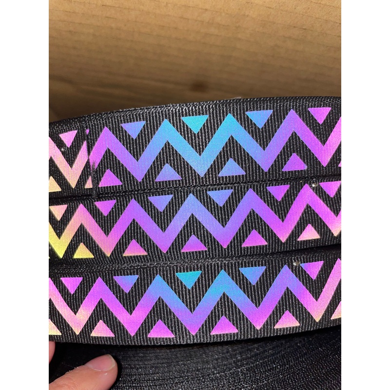 Chevron Rainbow Reflective Webbing (by the yard)