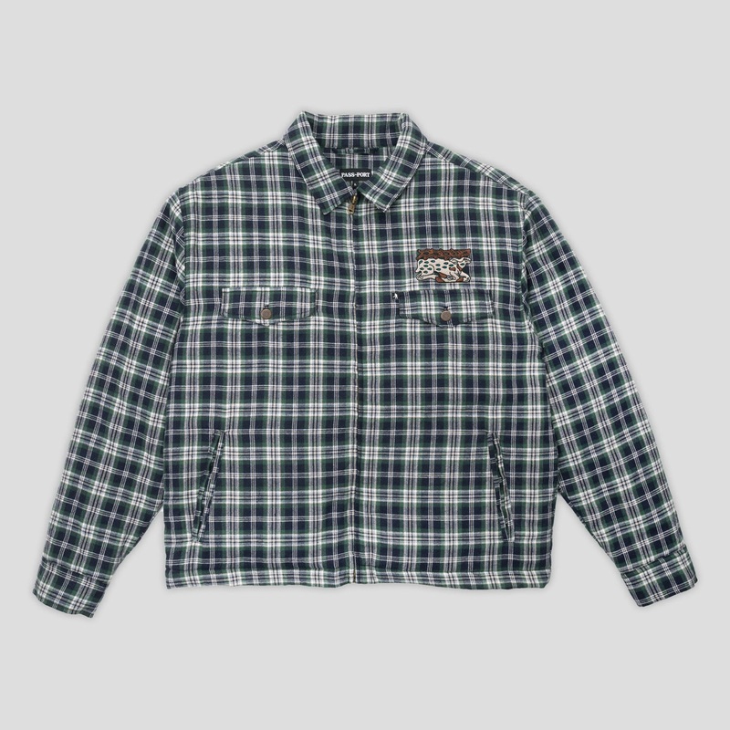 Antler Zip Flannel Jacket – Navy / Green