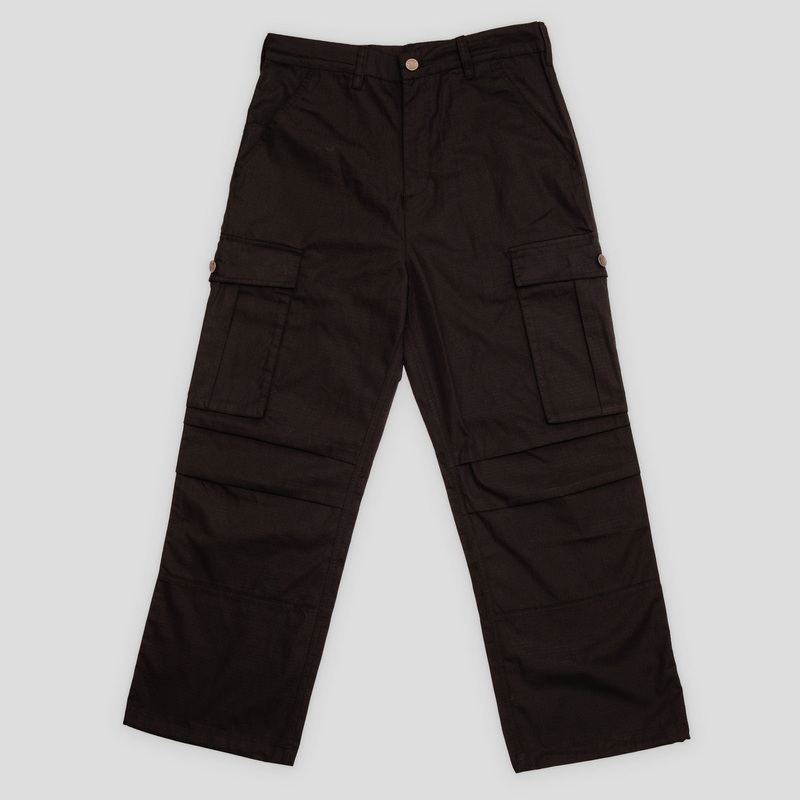 Hoddle Pleated Ripstop Cargo Pants – Black