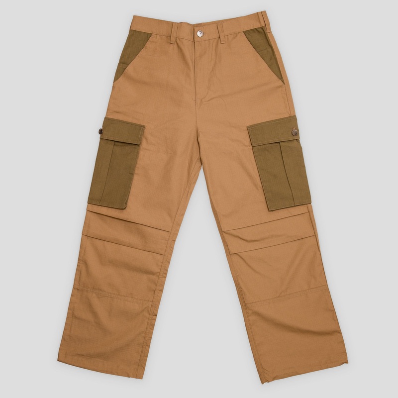Hoddle Pleated Ripstop Cargo Pants – Tan / Khaki