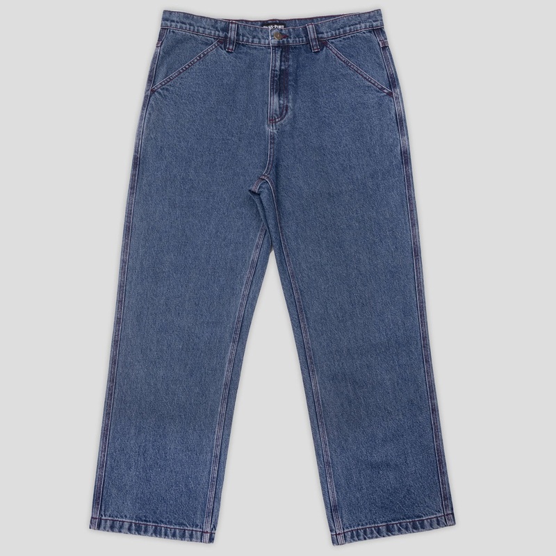 Workers Club Denim Jean – Washed Dark Indigo / Maroon Stitch