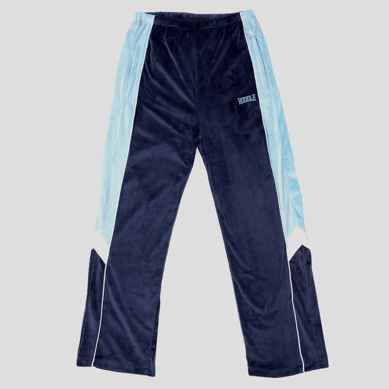 Hoddle Velour Track Pant – Blue / Navy