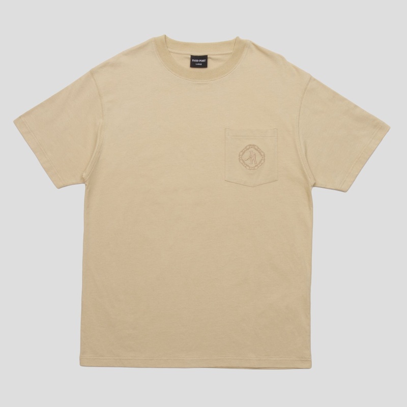 Organic Embroidery Pocket Tee – Sand