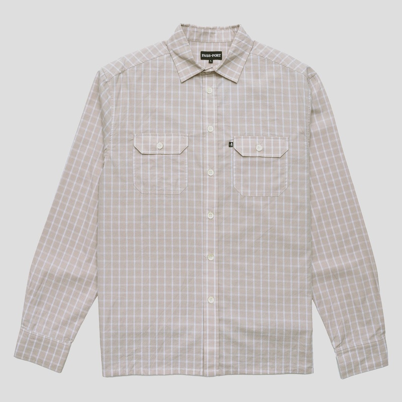 Workers Check Shirt Long Sleeve – Cream
