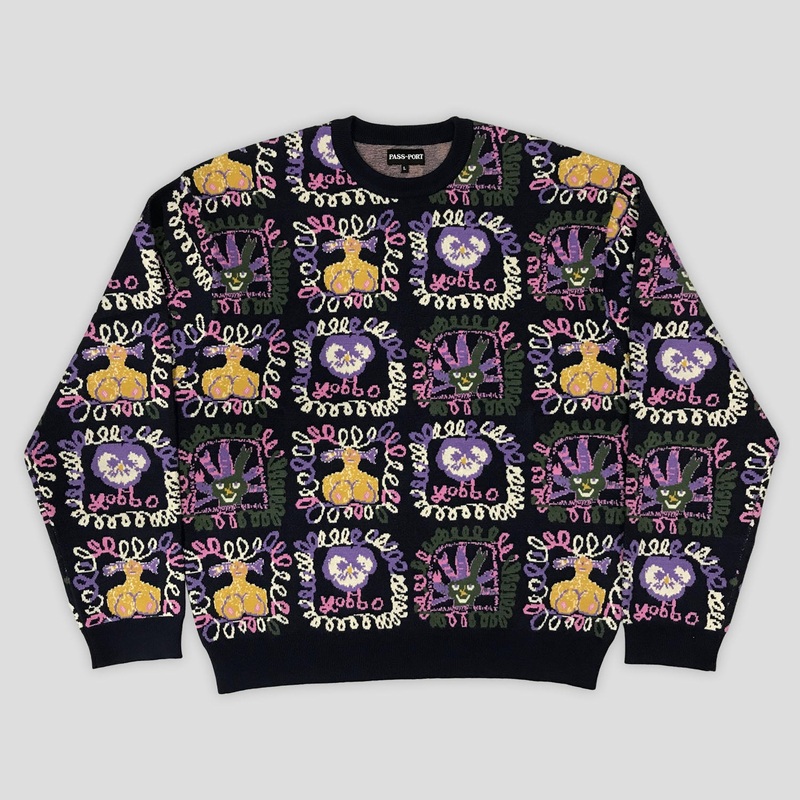 Faces Knit Sweater – Black
