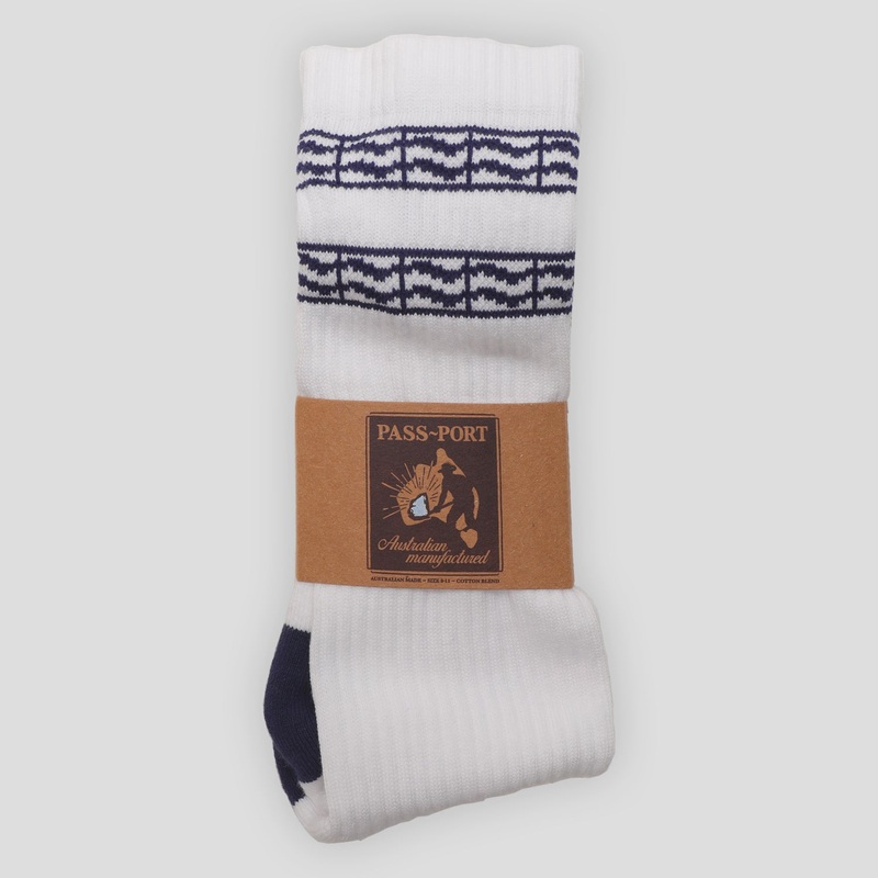 Australian Manufactured Socks – White / Navy