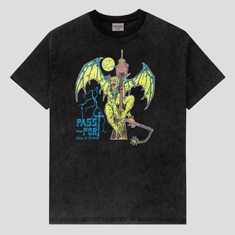 Store & Gallery Exclusive – French Centre Point Tower Tee – Acid Wash Black