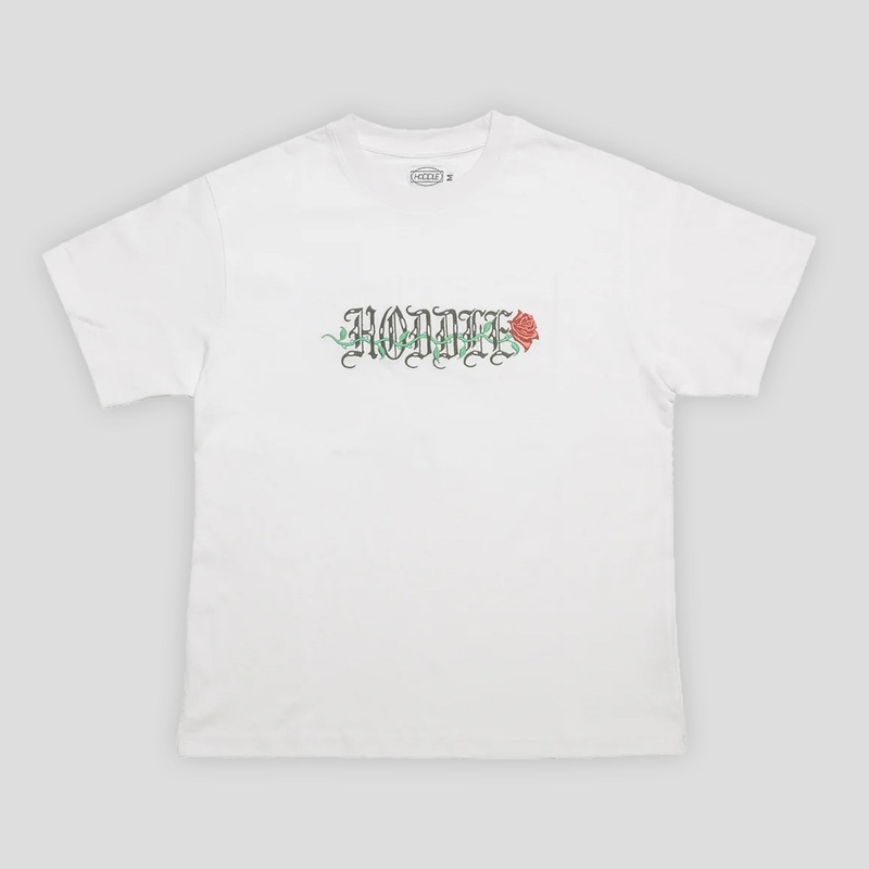 Hoddle Rose Embroidery Tee – White