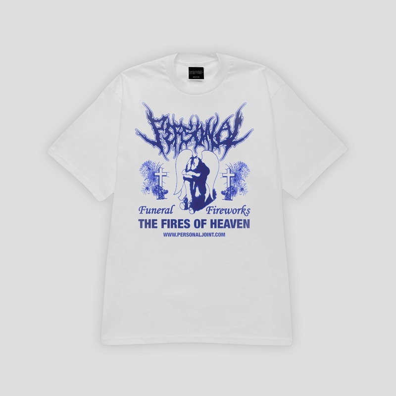 Personal Joint Funeral Fireworks Tee – White / Blue