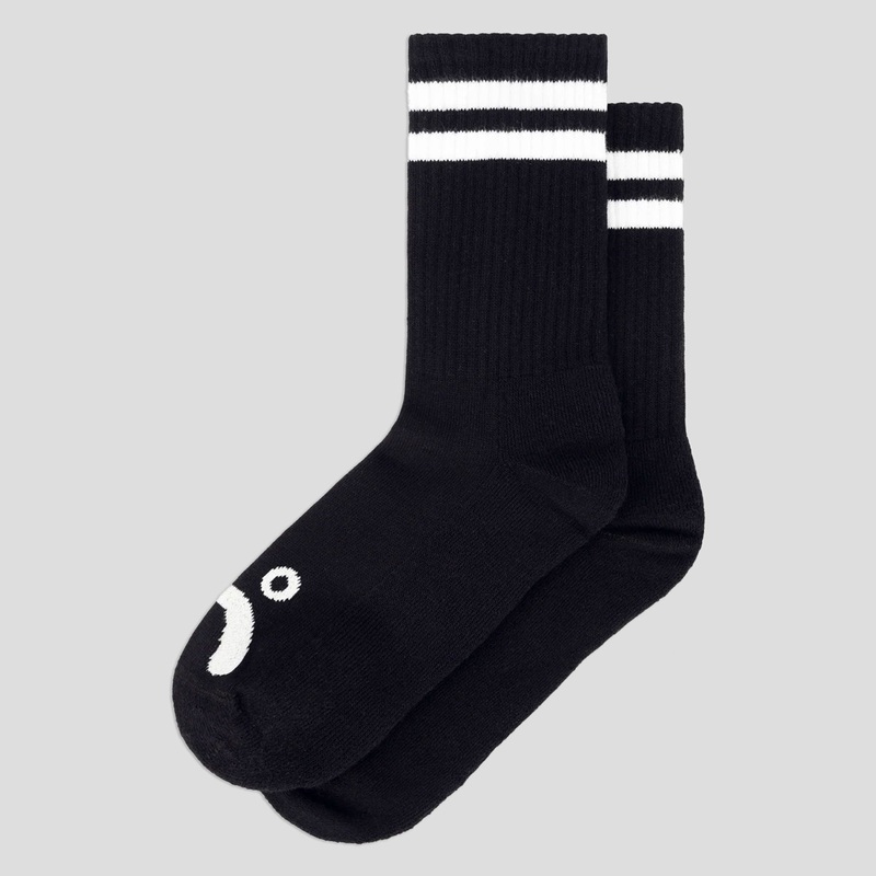 Polar Skate Co. Rib Happy Sad Socks – Black