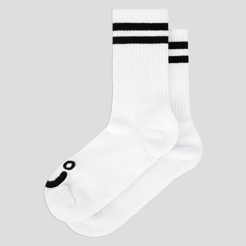 Polar Skate Co. Rib Happy Sad Socks – White