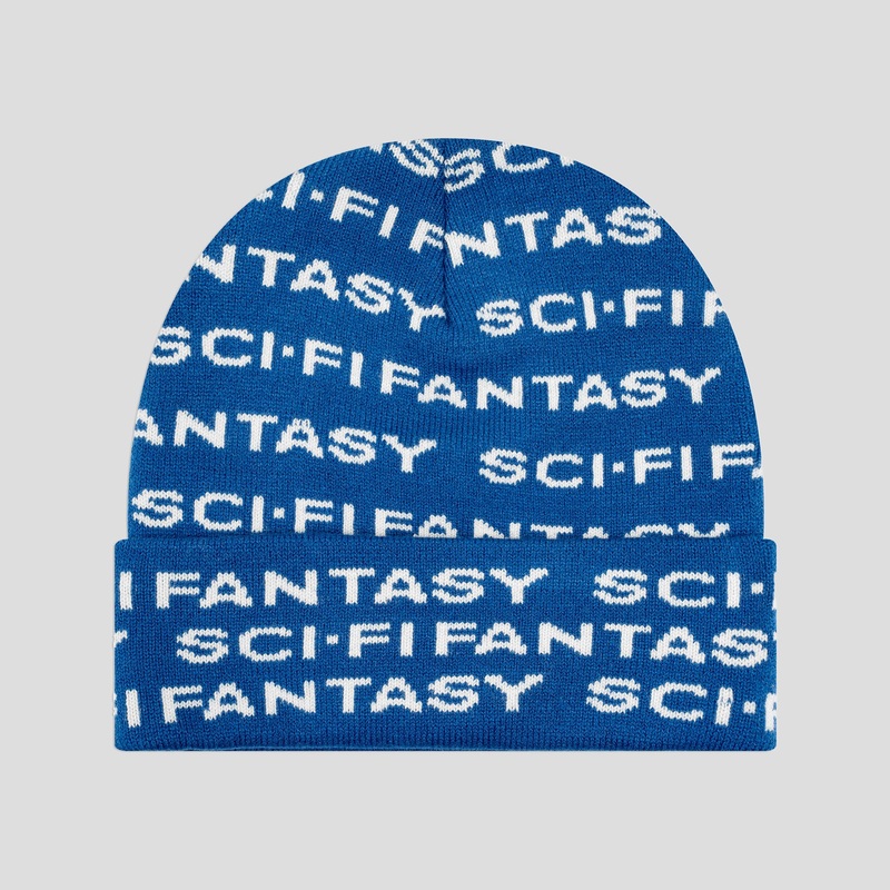 Sci-Fi Fantasy Repeat Logo Beanie – Blue