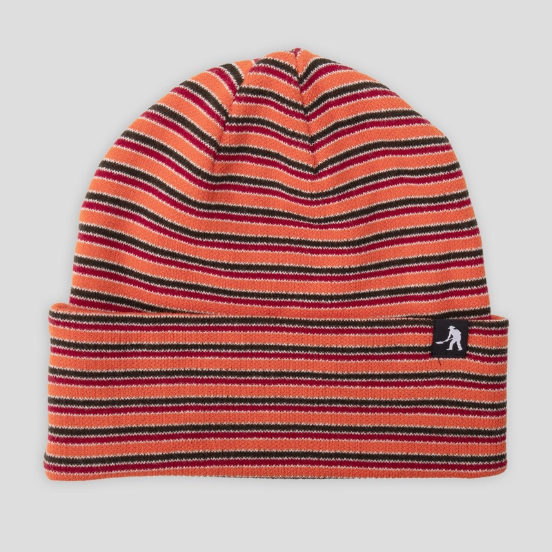 Organic Cotton Stripe Knit Beanie – Orange Multi