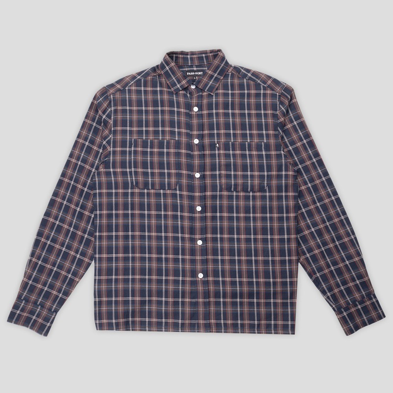 Workers Check Long Sleeve Shirt – Navy