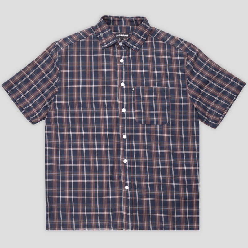 Workers Check Short Sleeve Shirt – Navy
