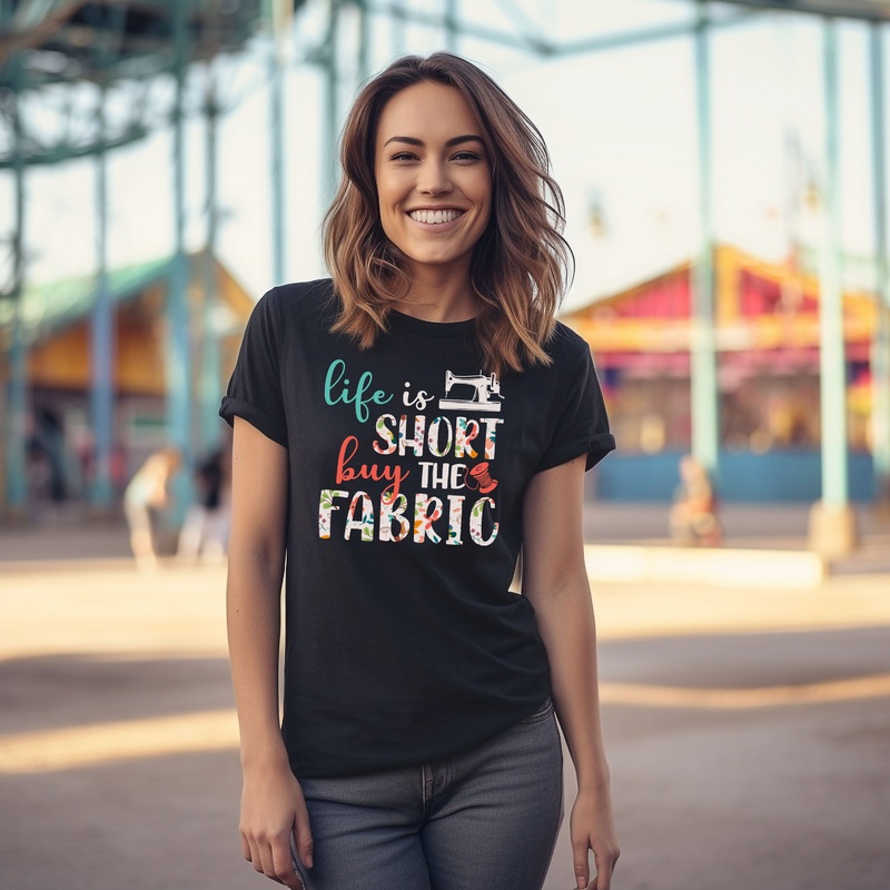 Life is Short Buy the Fabric | Short Sleeve Unisex Crew-Neck T-Shirt