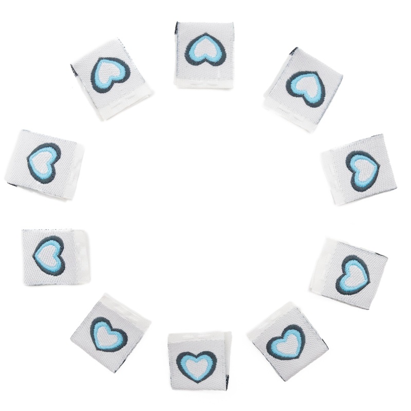 Woven Labels | Blue Hearts |10 Pack
