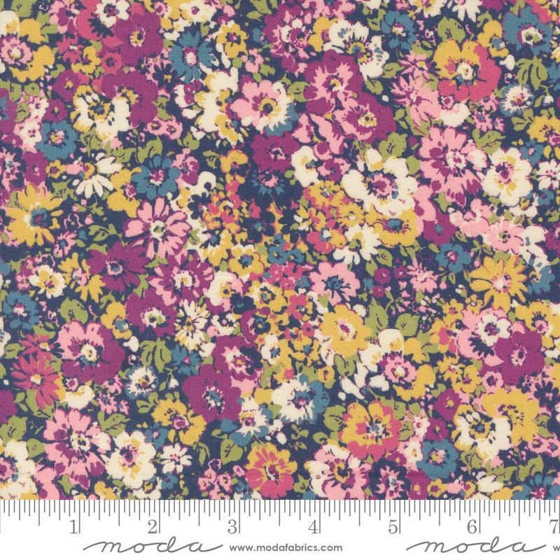 Chelsea Garden Lawns Navy Multi  100% Quilting Cotton Fabric by the Yard