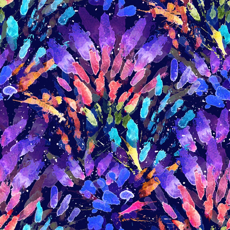Rainbow Abstract  100% Quilting Cotton Fabric by the Yard