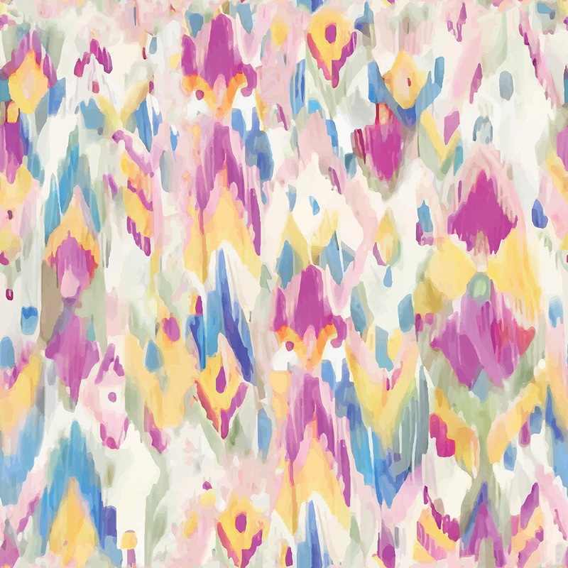 Purple Yellow Blue Watercolor  100% Quilting Cotton Fabric by the Yard