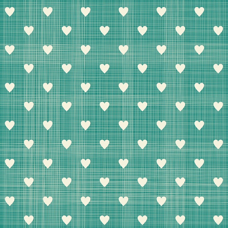 Teal Hearts  100% Quilting Cotton Fabric by the Yard