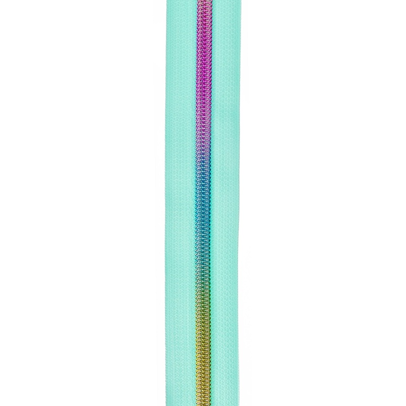 #5 Nylon Zipper Tape – Aqua Rainbow