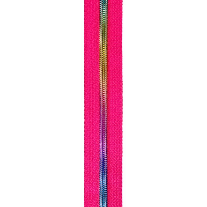 #5 Nylon Zipper Tape – Hot Pink Rainbow