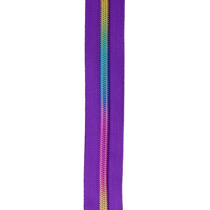 #5 Nylon Zipper Tape – Purple Rainbow
