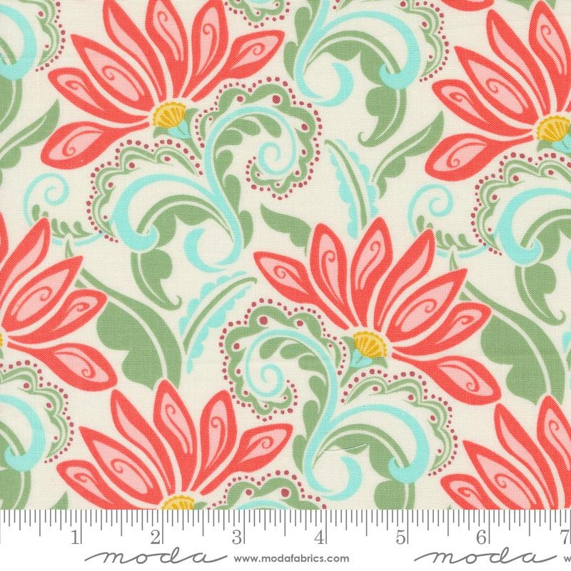 Tango Valencia Cream Tangerine  100% Quilting Cotton Fabric by the Yard