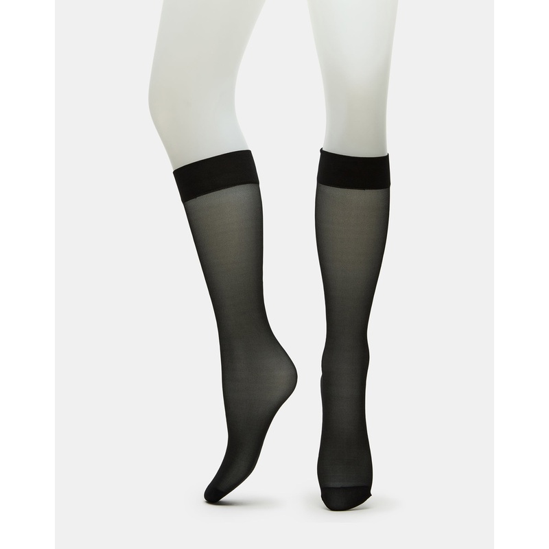 3 PACK SHEER KNEE HIGH SOCKS MESH BLACK